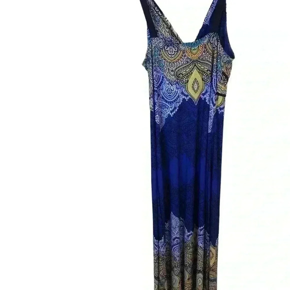 John Paul Richard Womens Large Cottage Core Boho Blue Multicolor Maxi Dress - Picture 2 of 6
